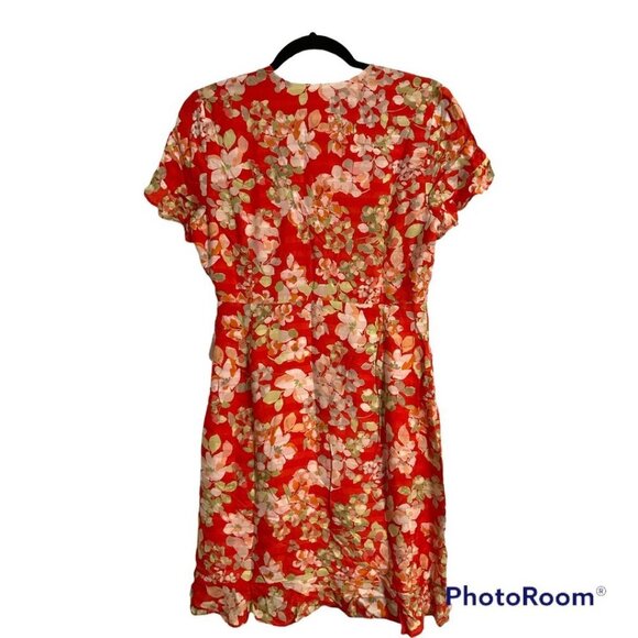 J. JILL Floral Knee Length Red Wrap Dress sz. XSP - Picture 3 of 7